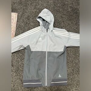 Adidas climate windbreaker grey silver and white